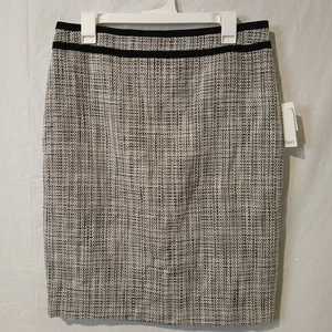 Calvin Klein Size 12 Black And White Pencil Skirt Lined Tweed Nwt! - Picture 1 of 8