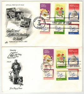 NATIONAL LETTER WRITING WEEK 1805/1810 SET OF 2 DIFF FDCs ALL 6 STAMPS IN PAIRS - Picture 1 of 1