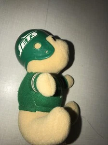 NEW YORK JETS Minature Teddy Bear VINTAGE W/Plastic Helmet #7 6 Inch NFL - Foto 1 di 5