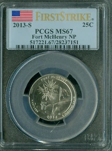 2013 S FORT McHENRY QUARTER PCGS MS67 PQ FS  . - Picture 1 of 2