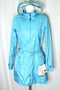 Eddie Bauer Trench Coat Rain Jacket Women's S Teal Hooded Lightweight Zip Up NWT - Picture 1 of 13