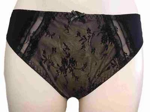 Vanity Fair Black & Silver Briefs UK 12 Pants Knickers panty underwear 462 Noir - Picture 1 of 2
