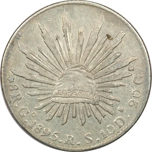 1895 Go RS Mexico 8 Reales, Extremely Fine XF, KM# 377 - Picture 1 of 2