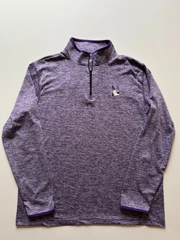 Colosseum Northwestern Wildcats Sweatshirt Mens Large Purple 1/4 Zip NCAA Logo Cover