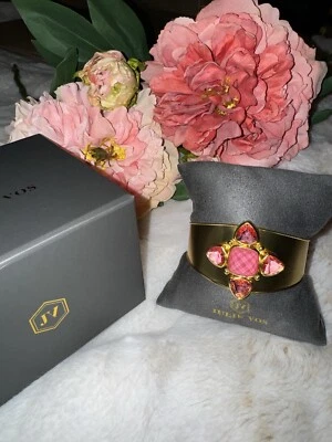 Brazalete Julie Vos Rosa Iridiscente Dos Tonos Banda Chapado en Oro 24k NUEVO NUEVO CON ETIQUETAS Foto 1 de 4