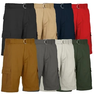 Mens Cotton Belted Cargo Shorts Vintage Distressed Lounge Hiking Sizes 30-48 NEW - Picture 1 of 16