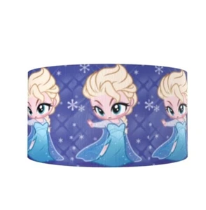 (5 yards) 1.5 inch Printed Grosgrain Ribbon Elsa Princess blue purple snowflake - Picture 1 of 2