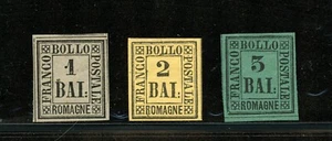 KMC4076-Italy-Romagna #2-4 (I362) numerals 1 BAI to 5BAI, M,H,FVF,CV$157.50 - Picture 1 of 2