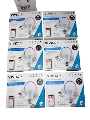 6 Pack Vivitar Wireless Multi Color Smart security wireless multicolored LED 450 - Image 1 of 4