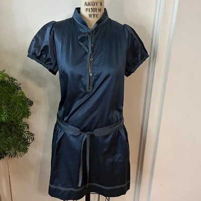 Vintage Y2K Daryl K 189/Barney's Colab  Belted Metallic Blue Dress Size Large - Image 1 of 4