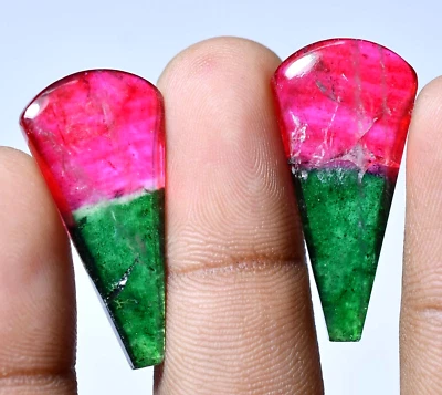 42.95 Ct Pair Of Watermelon Beautiful Tourmaline Gemstone Certified Jewelry Use - Image 1 of 4