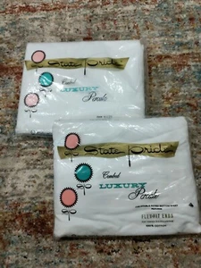 Vintage State Pride Gekämmt Luxus Perkal Baumwolle 2 Stck. Weiß Doppel Laken Set 81 x 108 - Bild 1 von 5