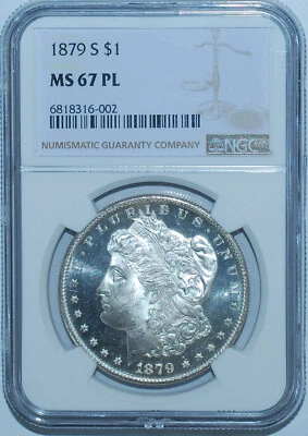 1879 S NGC MS67PL Prooflike Morgan Dollar Nice Cameo Effect - Image 1 of 2