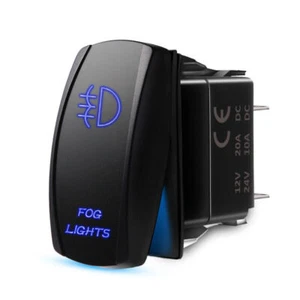 Universal Blue Fog Lights Laser Rocker Switch Kit On/Off LED Light 20A 12V+wire - Picture 1 of 6