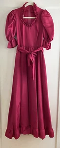 Vintage Gunne Sax Pink Taffeta Victorian Prairie Maxi Dress Gown Size 9 Small - Picture 1 of 5