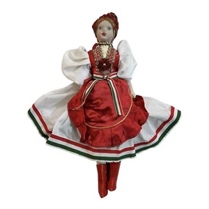 Vintage traditionelle ungarische Puppe Porzellan Gesicht Perlen 16" slawisches Ungarn - Bild 1 von 7