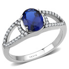 Ladies sapphire ring blue oval 1.50 carat cz stainless steel no tarnish new 306