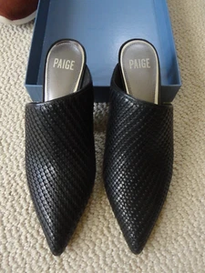 Paige Epic Mule Black Woven Leather Pointed Toe Heel Size 8.5, Gorgeous NIB $295 - Picture 1 of 16