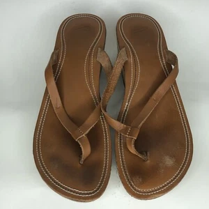 nike flip flop sandals wedges women size 9 brown leather upper - Picture 1 of 12