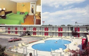 Postal NC: Gold Rock Inn, Rocky Mount, Carolina del Norte, piscina de guitarra, años 70 - Imagen 1 de 2
