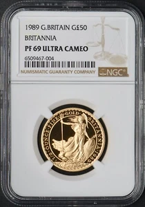 1989 Great Britain Gold 1/2 oz £50 Britannia NGC PF69 Ultra Cameo ✪COINGIANTS✪ - Picture 1 of 2