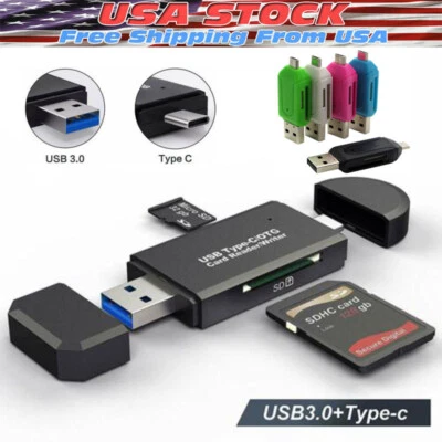 Card Reader USB 3.0 Type C Micro SD TF OTG Smart Memory Adapter Laptop Computer - Image 1 of 4