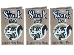 Skunk Brand Single Wide - 3 PACKS Genuine Natural Slow Burn HEMP Rolling Papers - Picture 1 of 3
