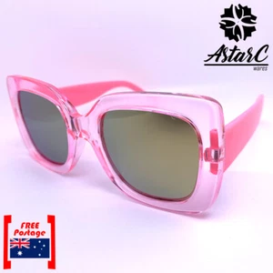 Pink Reflective Square Acetate Polarised Sunglasses Kids/Girls/UV400-AstarC - Picture 1 of 6