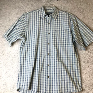 RedHead Shirt Adult Medium Blue Plaid Short Sleeve Button Up Casual Cotton Men's - Picture 1 of 9