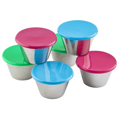 TableCraft 5oz Stainless Steel Sauce / Condiment Cups with Lids - Set of 6 - Image 1 of 2