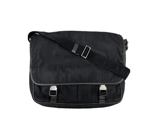 Authentic Prada Nylon Tessuto Saffiano Double Clip Messenger Crossbody Bag - Picture 1 of 14