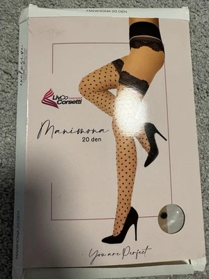Livco Corsetti Feinstrumpfhose gemustert Strapsoptik gepunktet 20den IV L-XL - Bild 1 von 2