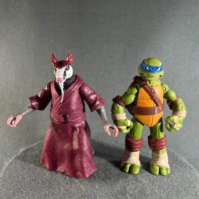 Teenage Mutant Ninja Turtles Splinter Leonardo Figure Lot 2012 Playmates Toys - Image 1 of 4