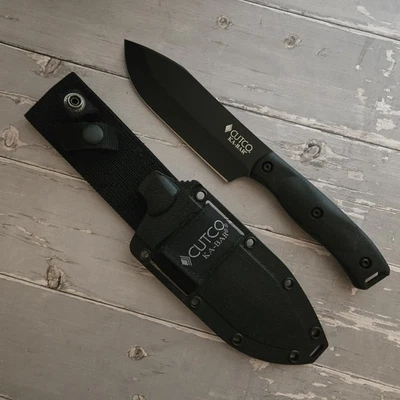 Brand New CUTCO KA-BAR 5726 Outdoorsman Black Hunting Knife w/ Sheath - Image 1 of 4