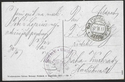Foto postal a Praga KUK ETAPPENPOST 1917 Radom Polonia Foto 1 de 2