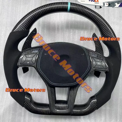 Volante Alcantara de fibra de carbono para Mercedes-Benz AMG GLA CLK W204 W213 Foto 1 de 4