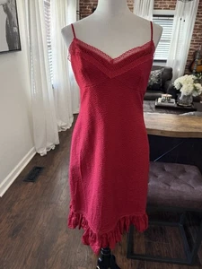 BCBGMAXAZRIA Ruffle Lace Cocktail Dress Red Size 10 - Picture 1 of 5