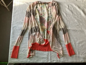 Ted Baker Floral Rose Print Open Front Cardigan Size 4 UK 14 Stripes Viscose - Picture 1 of 9