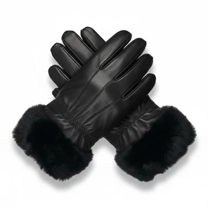 Guantes de invierno forrados de vellón con ribete de piel sintética súper suaves reales para dama y mujer - Imagen 1 de 94