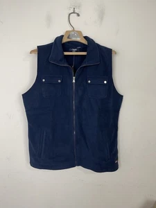 CHAPS SPORT Womens Vest 1X Plus Navy Blue Fleece Full Zip Outdoor Preppy Fall - Picture 1 of 9