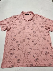 Travis Mathew Poloshirt Herren 3XL Pink Palme Tropical Print Golf Performance - Bild 1 von 8