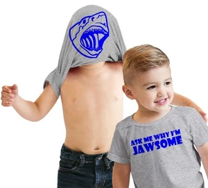 Toddler Ask Me Why Im Jawsome Jaws Shark Flip Up T shirt for Kids - Picture 1 of 29