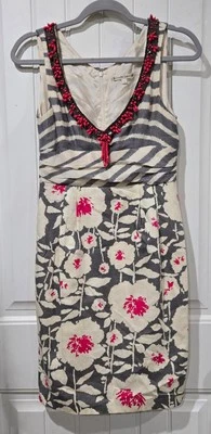 Vestido Nanette Lepere Talla 6 Sin Mangas Adornado Cuello en V Completamente Forrado Cremallera Trasera Foto 1 de 4