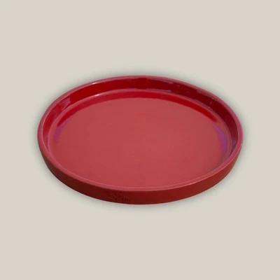 Round | Bright Red Ceramic Clay Plant Saucer  - Sizes 8"-17.5" - Free Shipping - Image 1 of 4