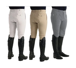 Hy Equestrian Jakata Men's Breeches Pleated Front Knee Patches All Colours 28-38 - Picture 1 of 5