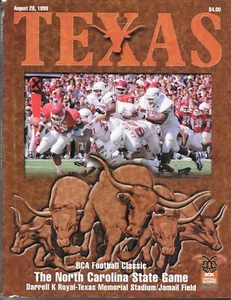 August 28, 1999 TEXAS LONGHORNS vs. NORTH CAROLINA STATE Football Game Program - Picture 1 of 9