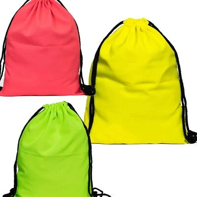 Turnbeutel Neonfarben Sportbeutel Gym Sack Zuziehbeutel Schuhbeutel einfarbig  - Bild 1 von 3