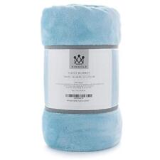 Flannel Fleece Microfiber Throw Blanket Luxury Light Blue Travel/Throw Size L...