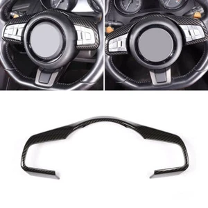 Carbon Black Steering Wheel Frame Trim Cover For Jaguar F-PACE XF XFL 2016-2019 - Picture 1 of 4