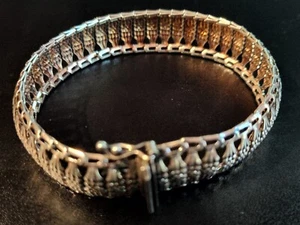 7.75" MILOR ITALY STERLING SILVER ORNATE BAND BRACELET - Picture 1 of 9